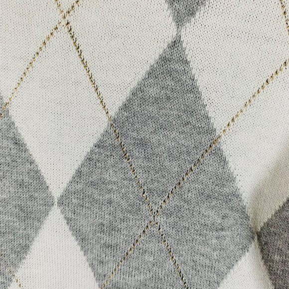 Tommy Hilfiger Womens Argyle Sweater Size L V Neck Pullover Long Sleeve Gray - Picture 4 of 11